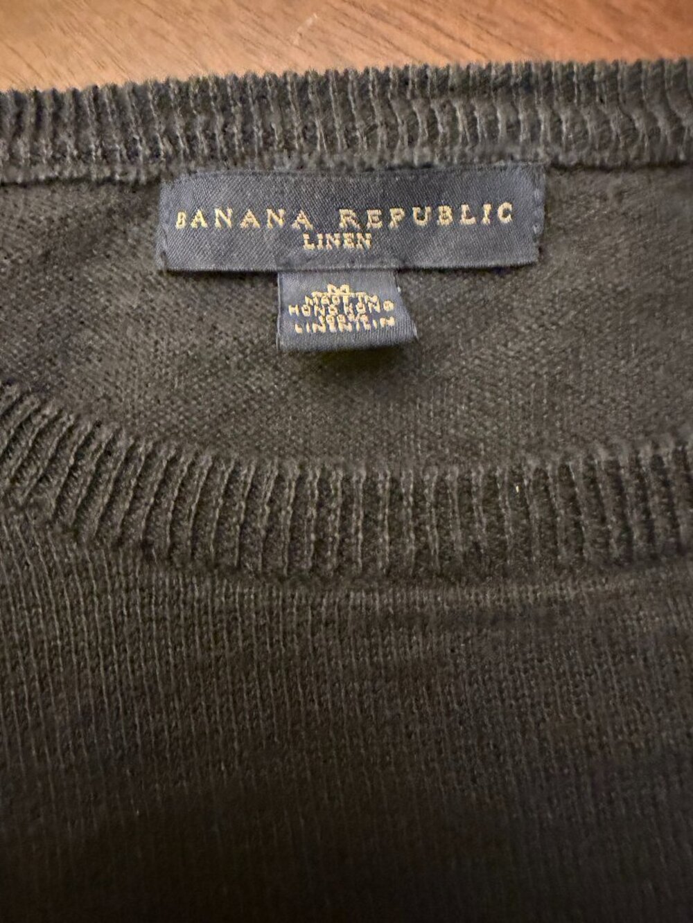 Banana Republic Men's Black 100% Linen Crewneck Knit Sweater Medium
